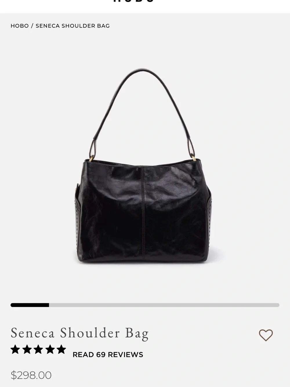 HOBO Seneca Black Genuine Leather Top-Handle Hobo Shoulder Bag